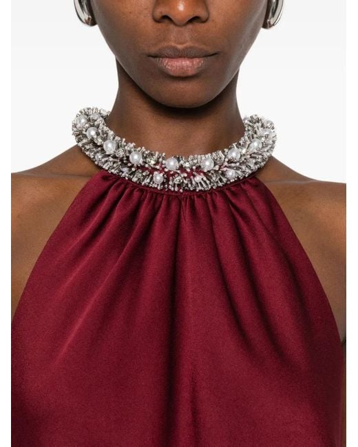 Jonathan Simkhai Red Hadleigh Embellished-Detail Mini Dress