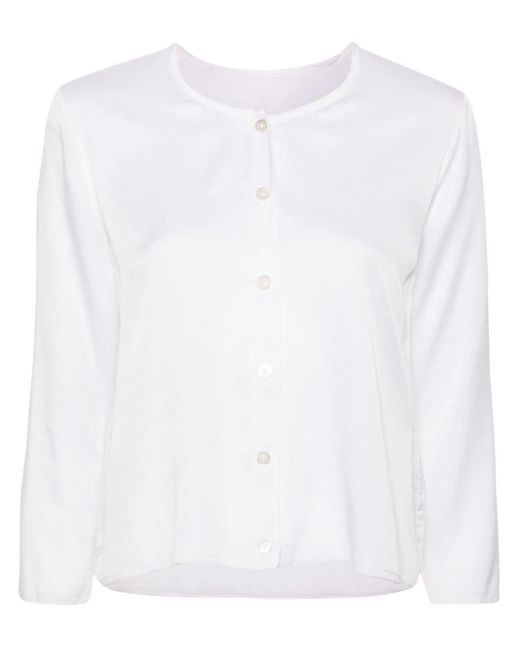 Private 0204 White Round-neck Silk Shirt