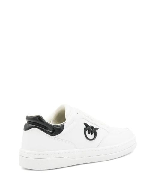 Pinko White Leather Sneakers With Emblem