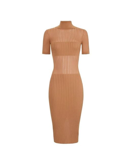 Elisabetta Franchi White Turtleneck Knit Midi Dress