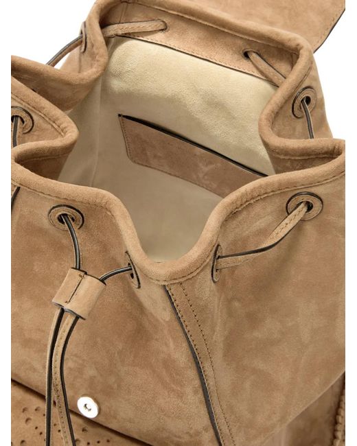 Ermanno Scervino Natural Fringes Perforations Suede Backpack