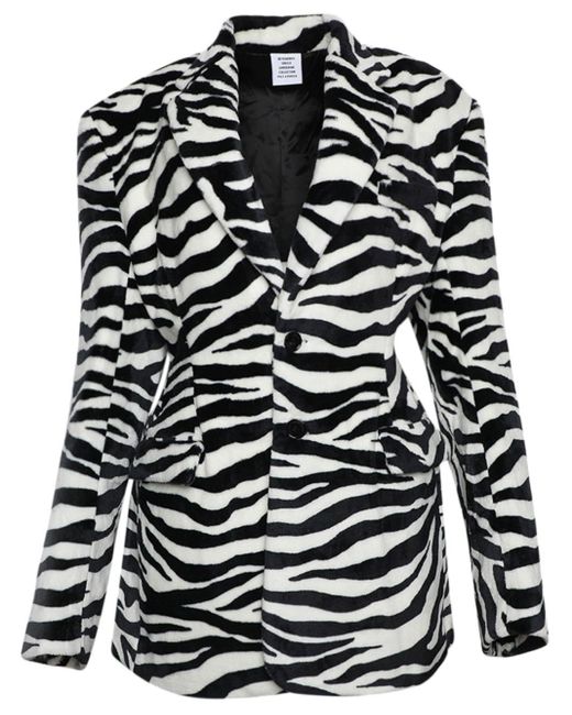 Vetements Black Oversize-shoulder Zebra-print Blazer