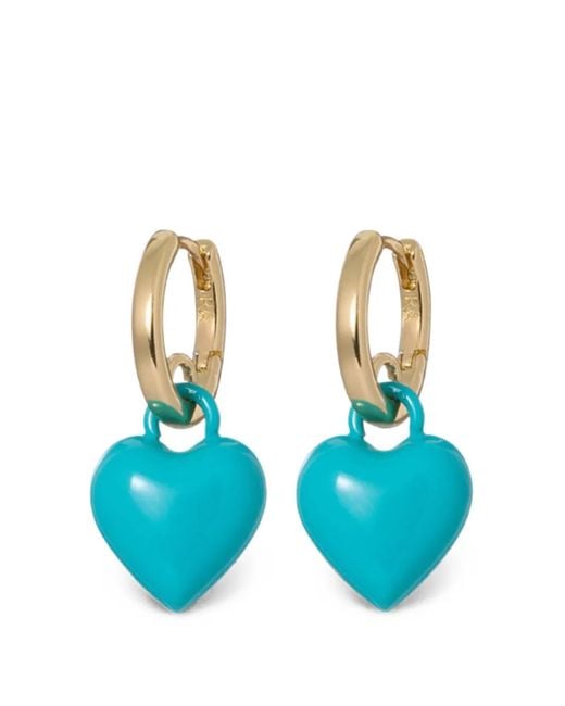 Roxanne Assoulin Blue Itsy Bitsy Heart Hoop Earrings