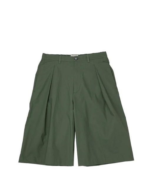 Barena Green Amado Viano Pleated Bermudas