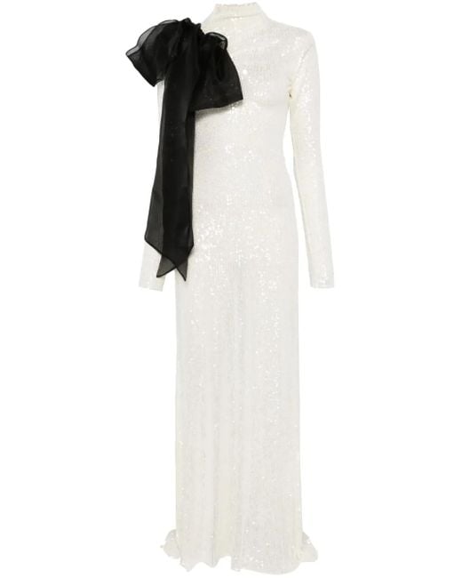 Atu Body Couture White Draped-Detail Maxi Dress