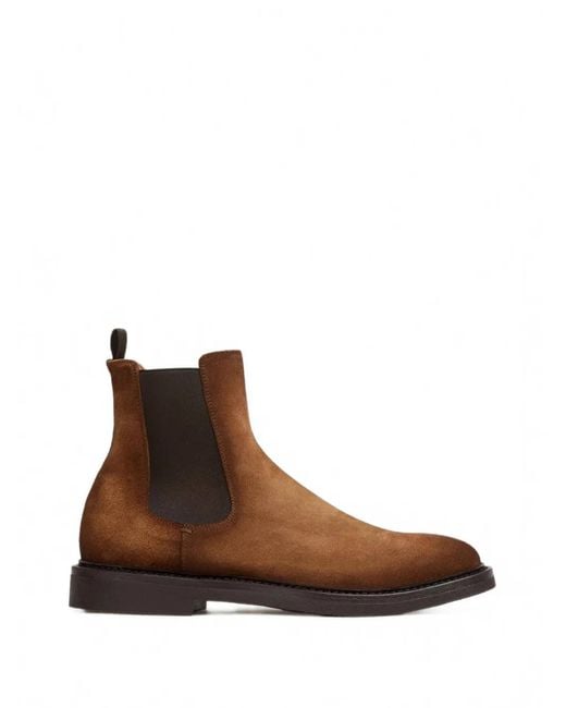 Officine Creative Brown Suede Chelsea Boots for men