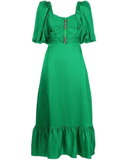 Sandro Green Crystal-embellished Cut-out Dress