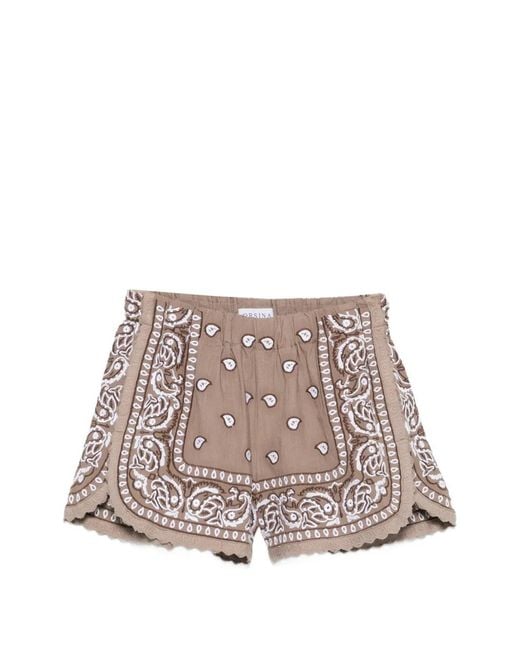ORSINA Brown Bandana-Print Shorts