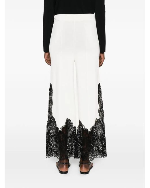 Ermanno Scervino White Pantalon À Détail De Dentelle