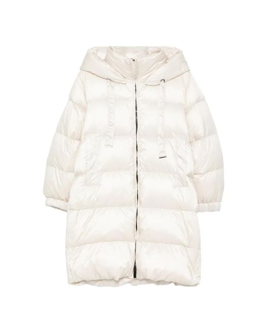 Max Mara White Zip-Up Quilted Coat