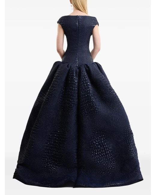 Gemy Maalouf Blue Off-Shoulder Sweetheart Dress