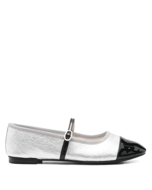 Repetto White Cap-Toe Ankle-Strap Ballet Flats
