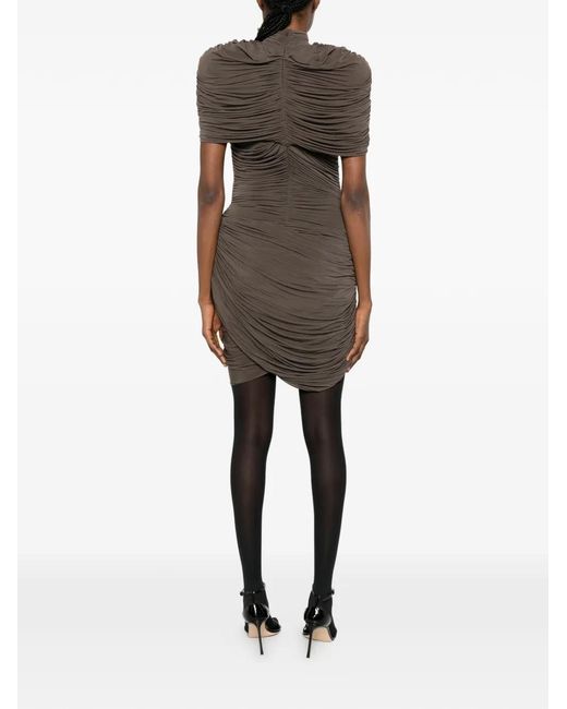 Magda Butrym Gray High-Neck Draped Mini Dress
