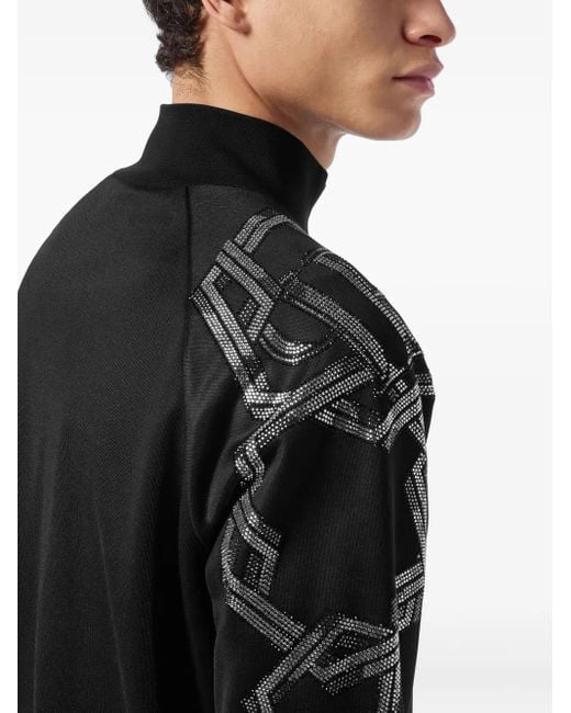 Philipp Plein Black Chain-Embellished Track Jacket for men