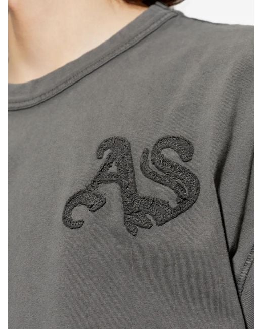 AllSaints Gray Insignia Logo-Patch Short-Sleeve T-Shirt for men