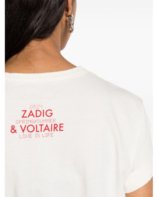 Zadig & Voltaire White Anya Co T-Shirt mit Foto-Print