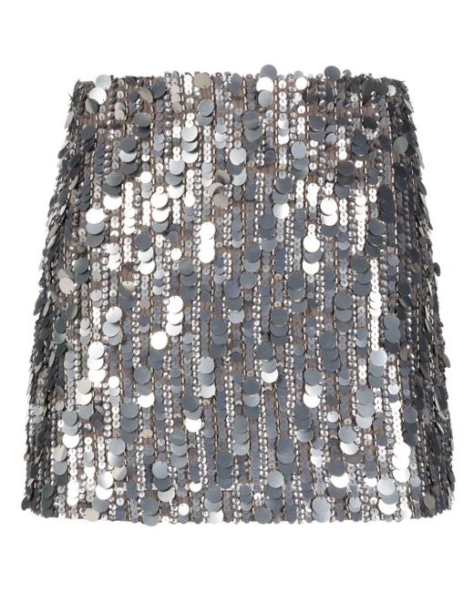 P.A.R.O.S.H. Gray Gonna Sequin-embellished Miniskirt