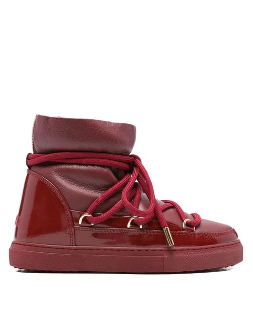 Inuikii Red Leather Lace-Up Boots