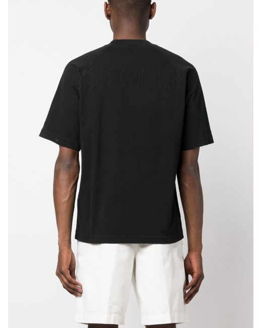 Watt feedback Trouw Stone Island T-shirt Met Geborduurd Logo in het Zwart voor heren | Lyst NL