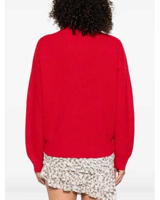 Isabel Marant Red Turtleneck Ribbed Sweater