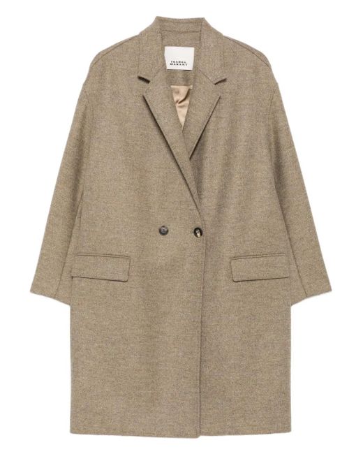 Abrigo de lana con doble botonadura Isabel Marant de color Natural