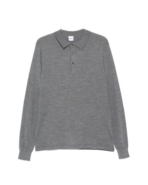 Aspesi Gray Long-Sleeve Polo Shirt for men