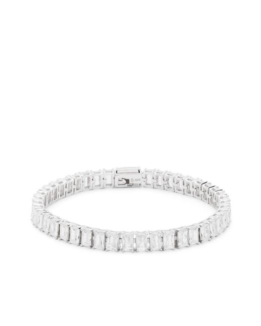 Hatton Labs White Emerald-cut Tennis-chain Bracelet for men