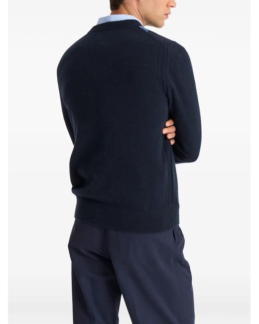 Pringle of Scotland Blue Argyle V-Neck Sweater for men