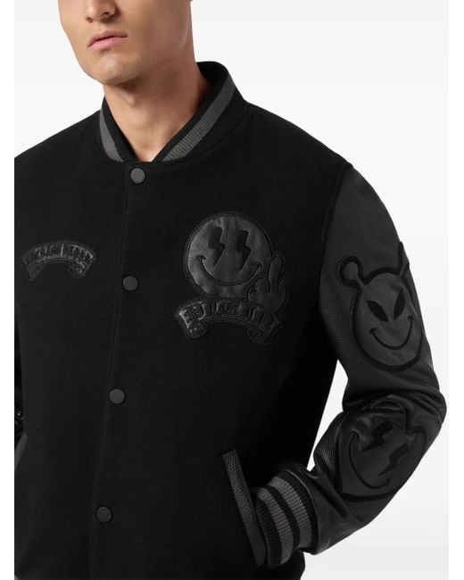 Giacca Varsity College di Philipp Plein in Black da Uomo