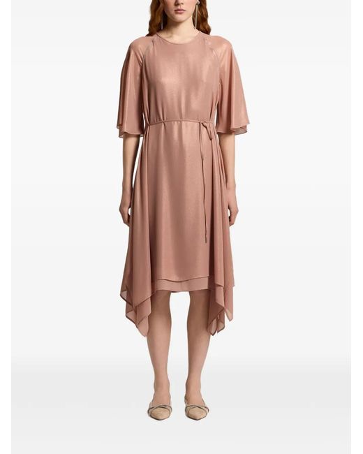 Peserico Pink Tie-Detail Midi Dress