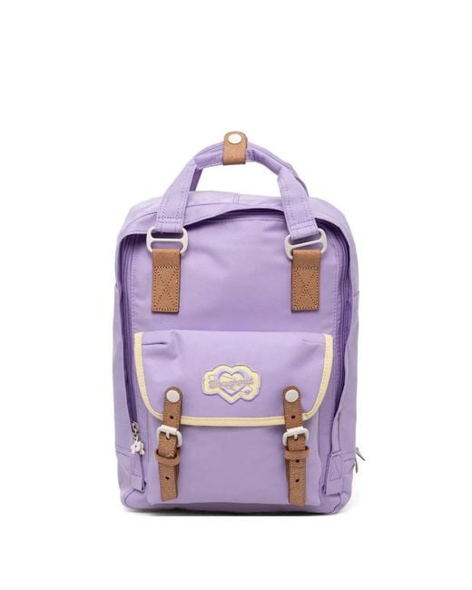 Doughnut Purple Macaroon Kaleido Logo-Patch Buckle-Fastening Backpack