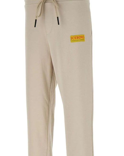 Pantalones de chándal con parche del logo Iceberg de hombre de color Natural