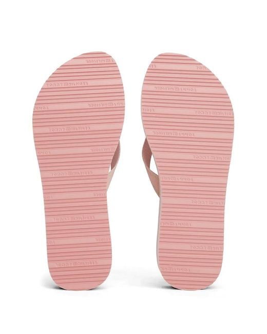 Tommy Hilfiger Pink Fine Cleat Striped Flip Flops