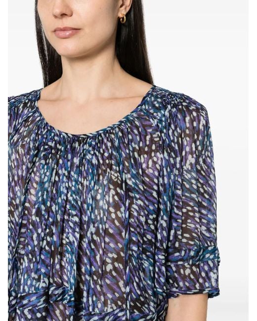 Blusa Con Stampa Roxini di Isabel Marant in Blue