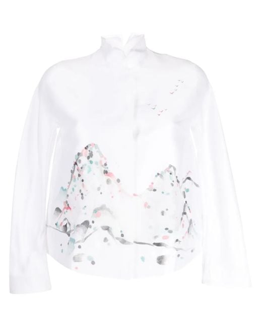 Shiatzy Chen White Renascent Collection Floral-Print Jacket