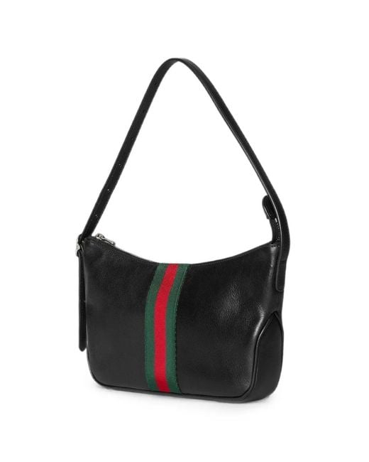 Gucci Black Web-Stripe Calf Leather Messenger Bag for men