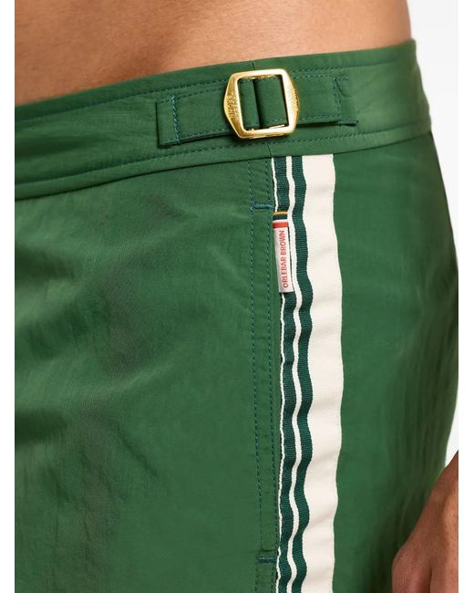 Orlebar Brown Green Bulldog Stripe-Detail Swim Shorts for men