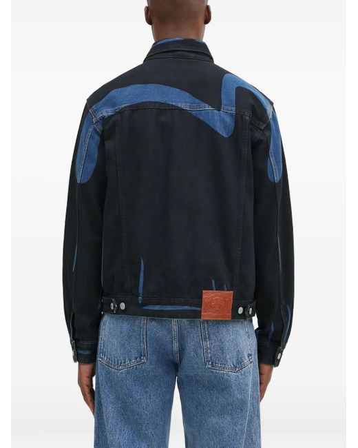 Evisu Blue Buttoned Graphic Jacket for men