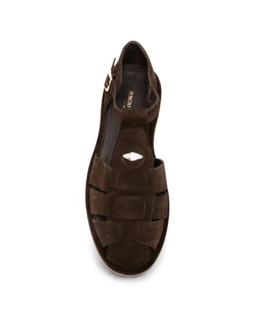 SERGIO MORETTI FIRENZE Brown Suede Caged Sandals