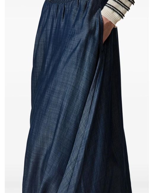 Twinset Blue Pleated Midi Skirt