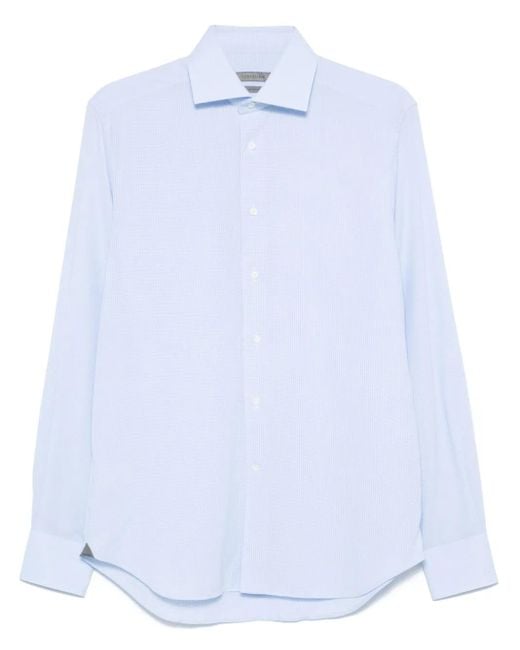 Corneliani White Houndstooth-Pattern Shirt for men