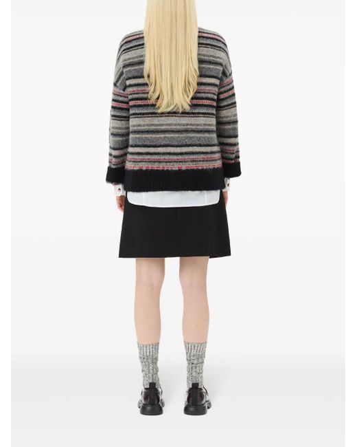 Ganni Gray Striped Buttoned Cardigan