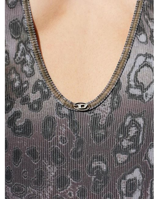 DIESEL Gray Audrey-Utlt Animal-Print Swimsuit