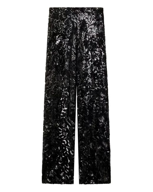 Golden Goose Deluxe Brand Black Tulle Pants With Floral Embroidery