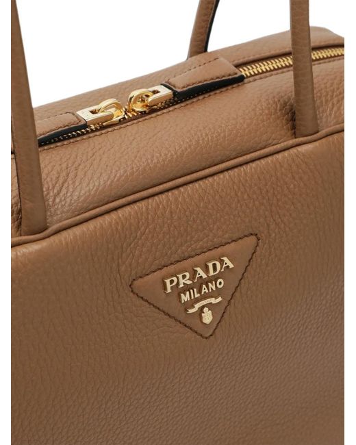 Prada Brown Logo-Plaque Shoulder Bag