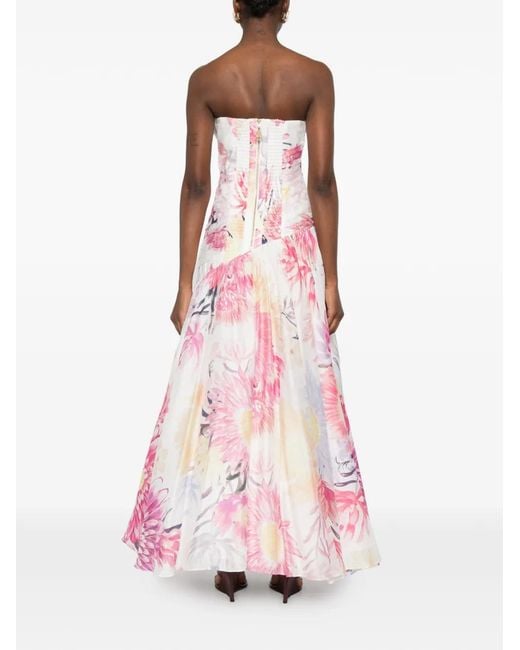 Aje. Pink Reflector Floral-Print Maxi Dress