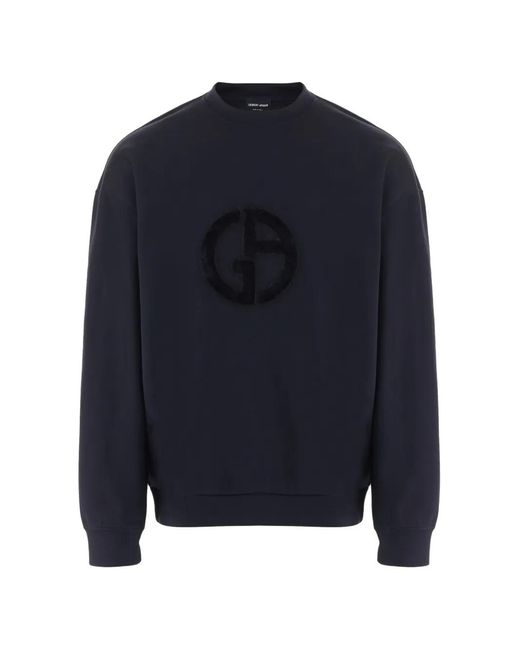 Giorgio Armani Blue Logo-Patch Sweatshirt for men