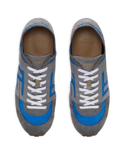 Balmain Blue Suede Racer 45 Sneakers for men