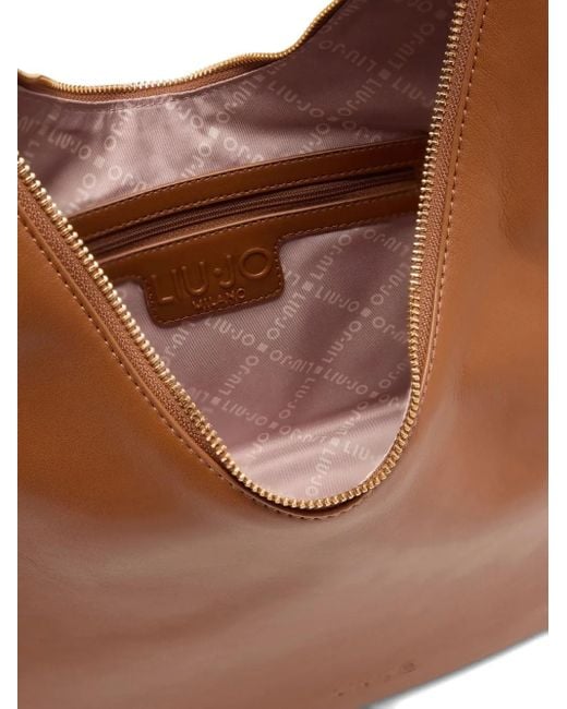 Liu Jo Brown Large Chain-Embellished Zip Shoulder Bag