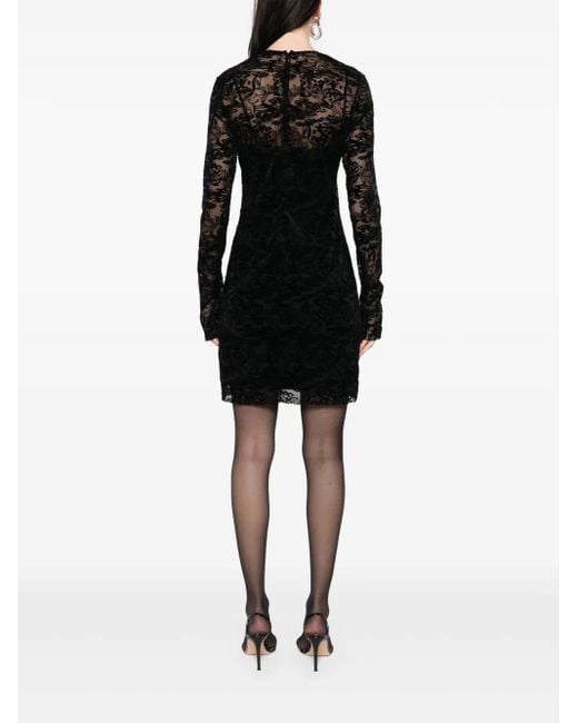 Givenchy Black Botanical-Motif Mini Dress